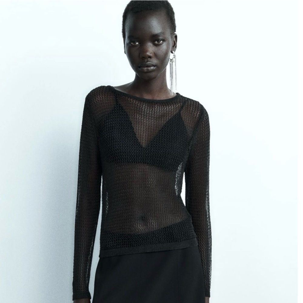 Metallic Mesh Knit Top